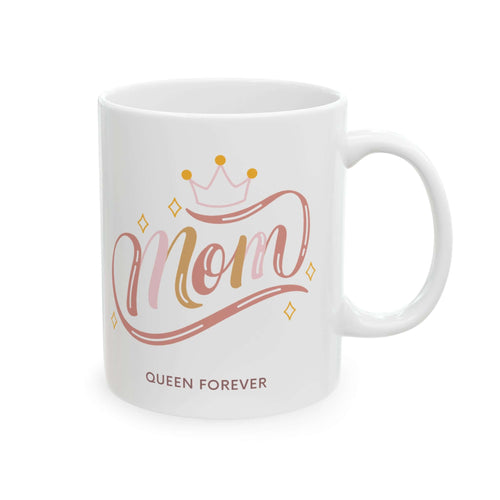 Ceramic Mug - 'Mom' Script Design with Rose Gold Accents | Mother's Day Gift, Mom Coffee Cup (11oz & 15oz)