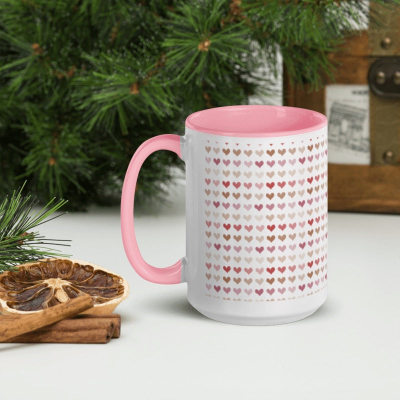 Hearts Mug with Pink Color Inside