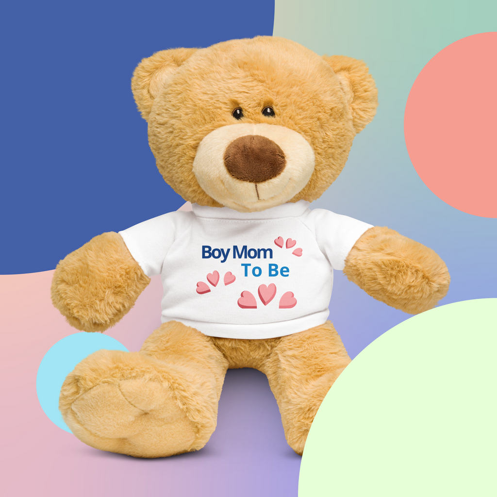Boy Mom To Be Teddy bear with a t-shirt